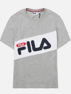 FILA DIAGONAL TEE-GRY/WHT/NVY/RED